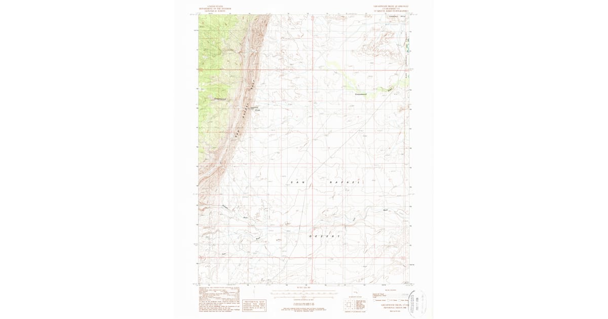 1988 Map of Greasewood Draw, Emery County, UT — High-Res | Pastmaps