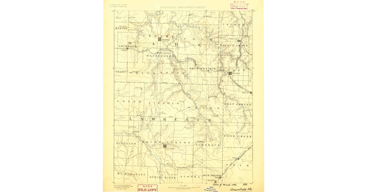 1800s 19th Century Maps of Hoberg - Greenfield Lawrence County Mo Usgs Topo 1886 Og 1200x630