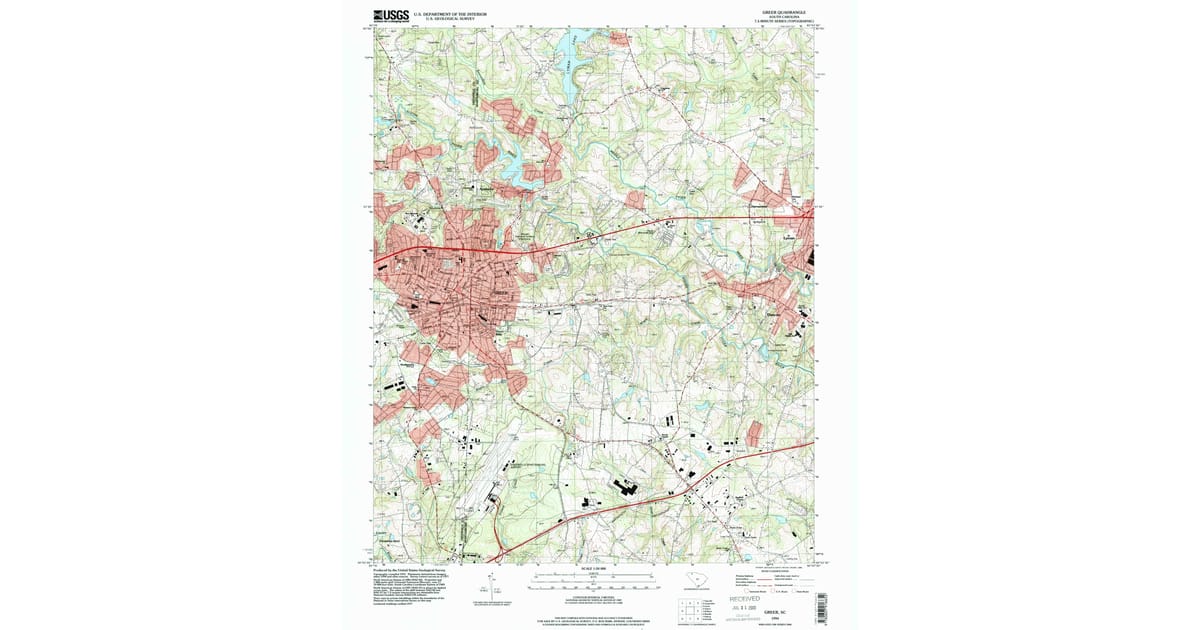 1994 Map of Greer, SC — High-Res | Pastmaps