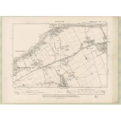 1906 Map of Haddingtonshire Sheet IX.NW, 1908 Print