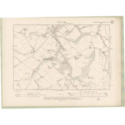1906 Map of Haddingtonshire Sheet XI.SW, 1908 Print