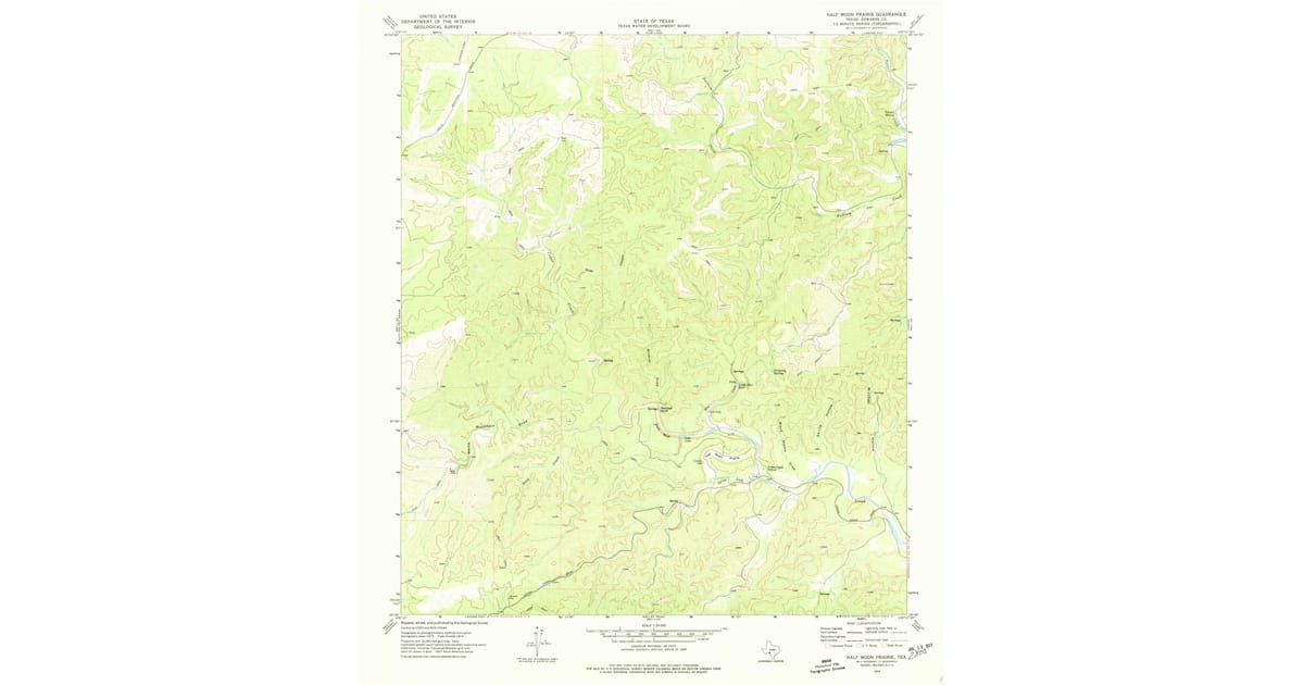 1974 Map of Half Moon Prairie, Edwards County, TX — High-Res | Pastmaps