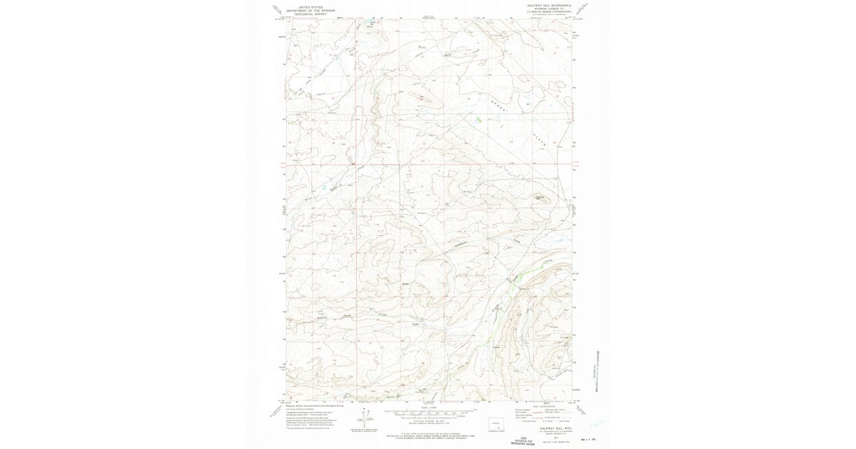 1971 Map of Halfway Hill, Carbon County, WY — High-Res | Pastmaps