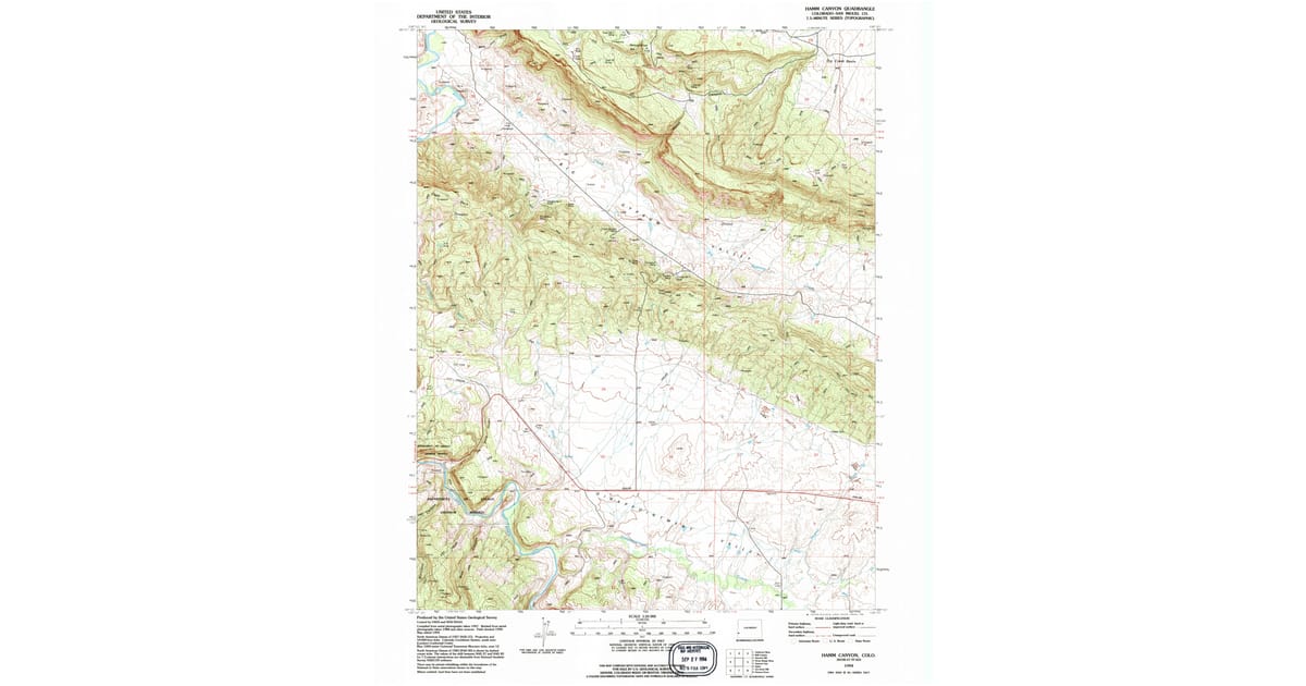 1994 Map of Hamm Canyon, San Miguel County, CO — High-Res | Pastmaps