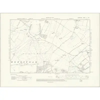 1908 Map of Hampshire & Isle of Wight L.NE, 1910 Print