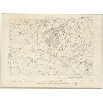 1895 Map of Hampshire & Isle of Wight L.SE, 1897 Print