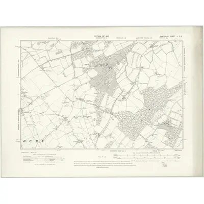 1908 Map of Hampshire & Isle of Wight L.SE, 1910 Print
