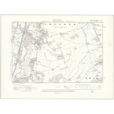 1908 Map of Hampshire & Isle of Wight L.SW, 1910 Print