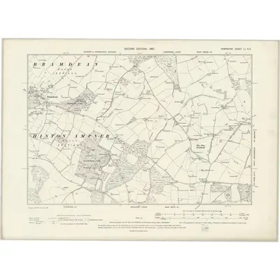 1895 Map of Hampshire & Isle of Wight LI.NE, 1897 Print