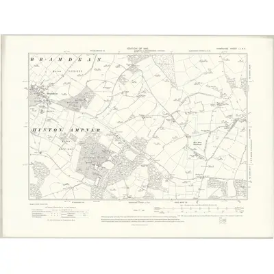 1908 Map of Hampshire & Isle of Wight LI.NE, 1910 Print