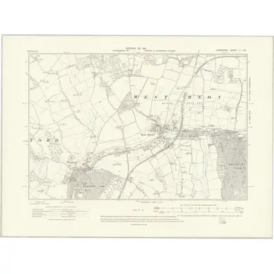 1908 Map of Hampshire & Isle of Wight LI.SE, 1911 Print