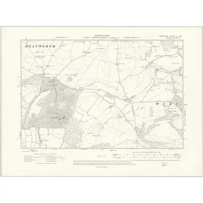 1908 Map of Hampshire & Isle of Wight LI.SW, 1910 Print