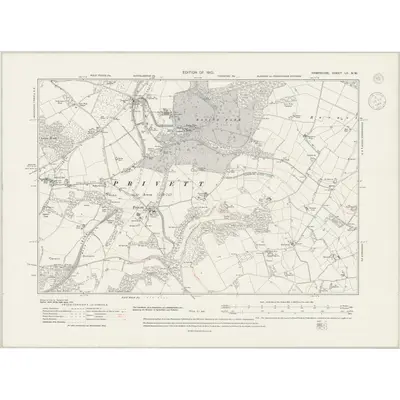 1908 Map of Hampshire & Isle of Wight LII.NW, 1944 Print
