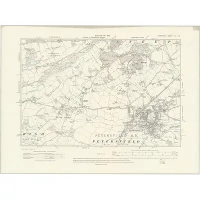 1908 Map of Hampshire & Isle of Wight LII.SE, 1910 Print