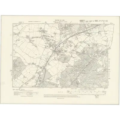 1908 Map of Hampshire & Isle of Wight LIII.NW & NE, 1910 Print