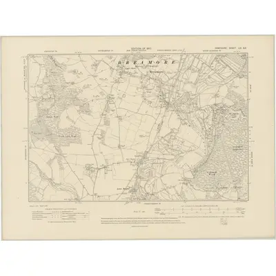 1908 Map of Hampshire & Isle of Wight LIV.SE, 1910 Print