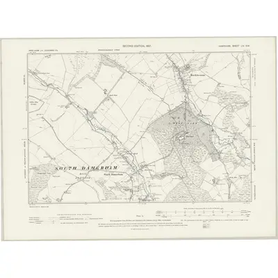 1895 Map of Hampshire & Isle of Wight LIV.SW, 1897 Print