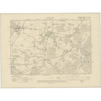 1908 Map of Hampshire & Isle of Wight LV.NW, 1911 Print