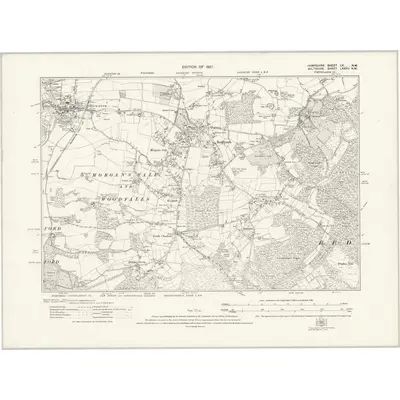 1924 Map of Hampshire & Isle of Wight LV.NW, 1927 Print