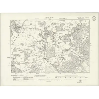 1924 Map of Hampshire & Isle of Wight LV.NW, 1933 Print