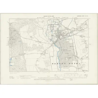 1895 Map of Hampshire & Isle of Wight LVI.NE, 1897 Print