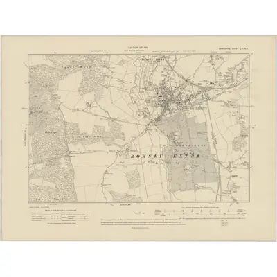 1908 Map of Hampshire & Isle of Wight LVI.NE, 1911 Print