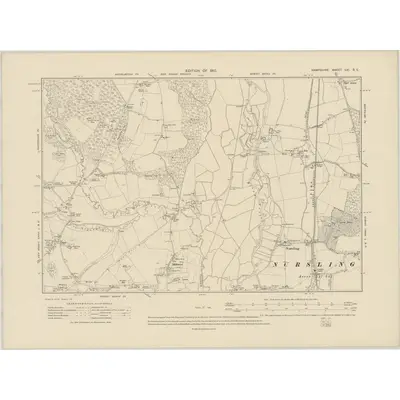 1908 Map of Hampshire & Isle of Wight LVI.SE, 1910 Print