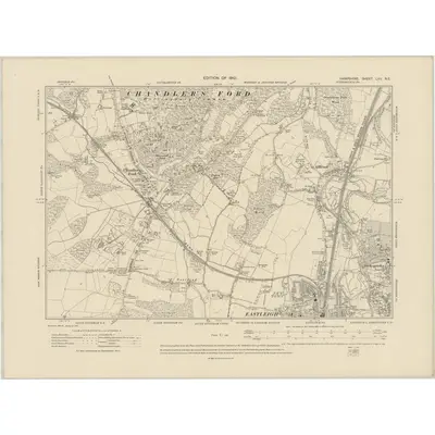 1908 Map of Hampshire & Isle of Wight LVII.NE, 1910 Print