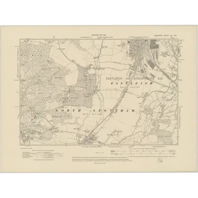 1908 Map of Hampshire & Isle of Wight LVII.SE, 1911 Print