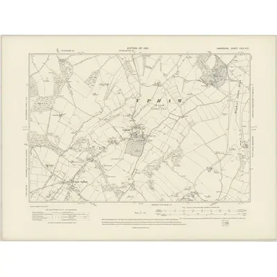 1908 Map of Hampshire & Isle of Wight LVIII.NE, 1910 Print