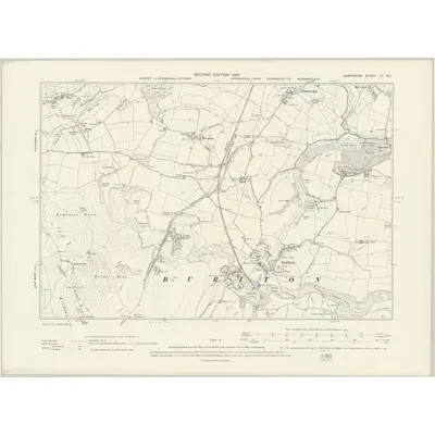 1895 Map of Hampshire & Isle of Wight LX.NE, 1897 Print