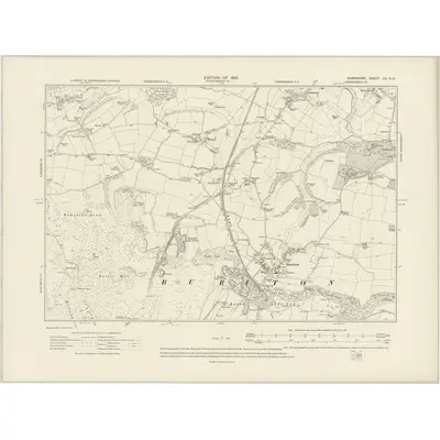 1908 Map of Hampshire & Isle of Wight LX.NE, 1910 Print