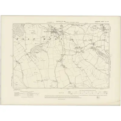 1908 Map of Hampshire & Isle of Wight LX.NW, 1910 Print