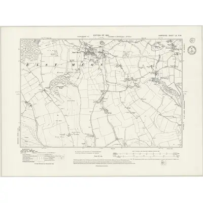 1908 Map of Hampshire & Isle of Wight LX.NW, 1943 Print