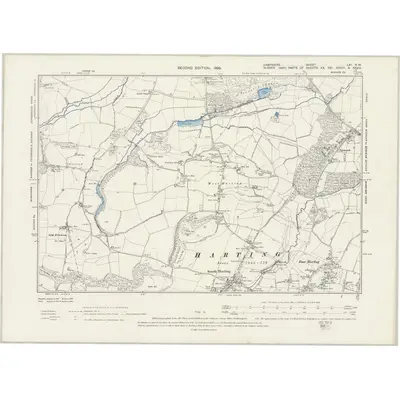 1895 Map of Hampshire & Isle of Wight LXI.NW, 1899 Print