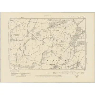 1908 Map of Hampshire & Isle of Wight LXI.NW, 1910 Print