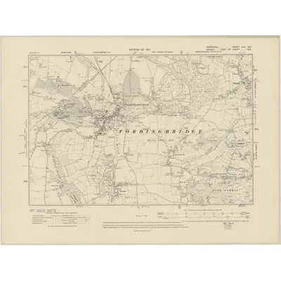 1907 Map of Hampshire & Isle of Wight LXII.NE, 1910 Print
