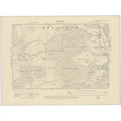 1907 Map of Hampshire & Isle of Wight LXIII.NE, 1911 Print