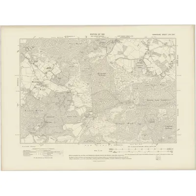 1907 Map of Hampshire & Isle of Wight LXIV.SW, 1910 Print