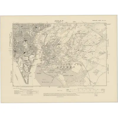 1907 Map of Hampshire & Isle of Wight LXV.SE, 1911 Print