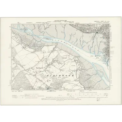 1895 Map of Hampshire & Isle of Wight LXV.SW, 1898 Print