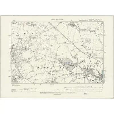1895 Map of Hampshire & Isle of Wight LXVI.NW, 1897 Print