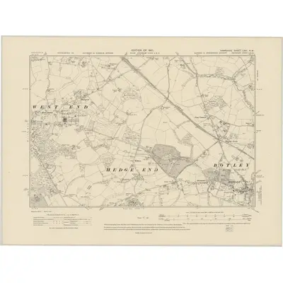 1907 Map of Hampshire & Isle of Wight LXVI.NW, 1910 Print
