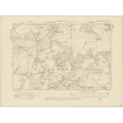 1908 Map of Hampshire & Isle of Wight LXVI.SW, 1910 Print