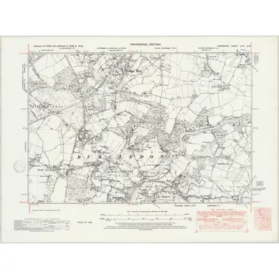 1938 Map of Hampshire & Isle of Wight LXVI.SW, 1947 Print