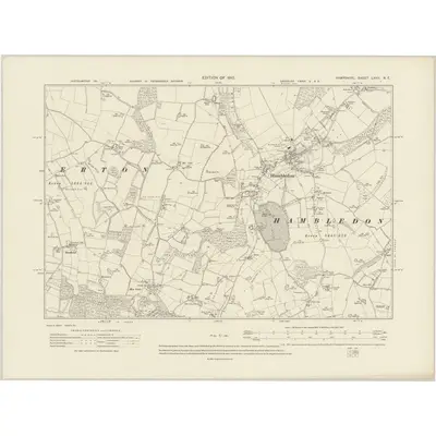 1907 Map of Hampshire & Isle of Wight LXVII.NE, 1910 Print