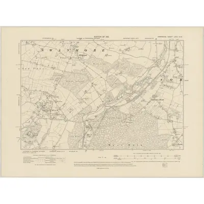 1907 Map of Hampshire & Isle of Wight LXVII.NW, 1910 Print