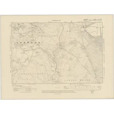 1908 Map of Hampshire & Isle of Wight LXX.NW, 1911 Print