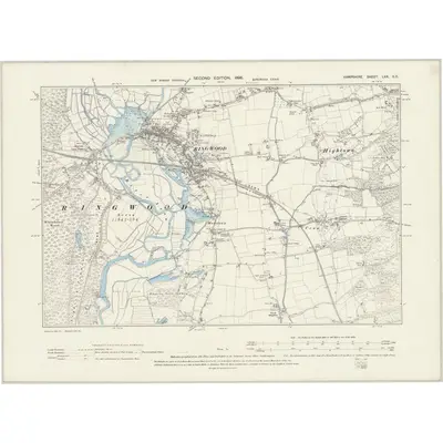 1895 Map of Hampshire & Isle of Wight LXX.SE, 1898 Print