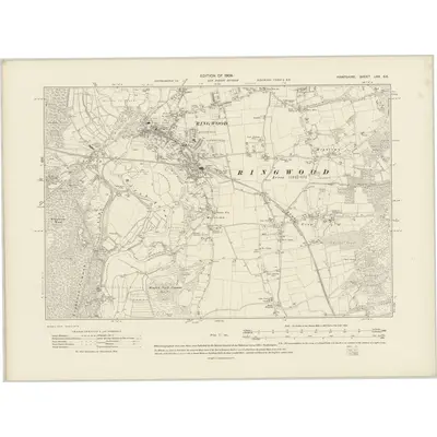 1907 Map of Hampshire & Isle of Wight LXX.SE, 1909 Print
